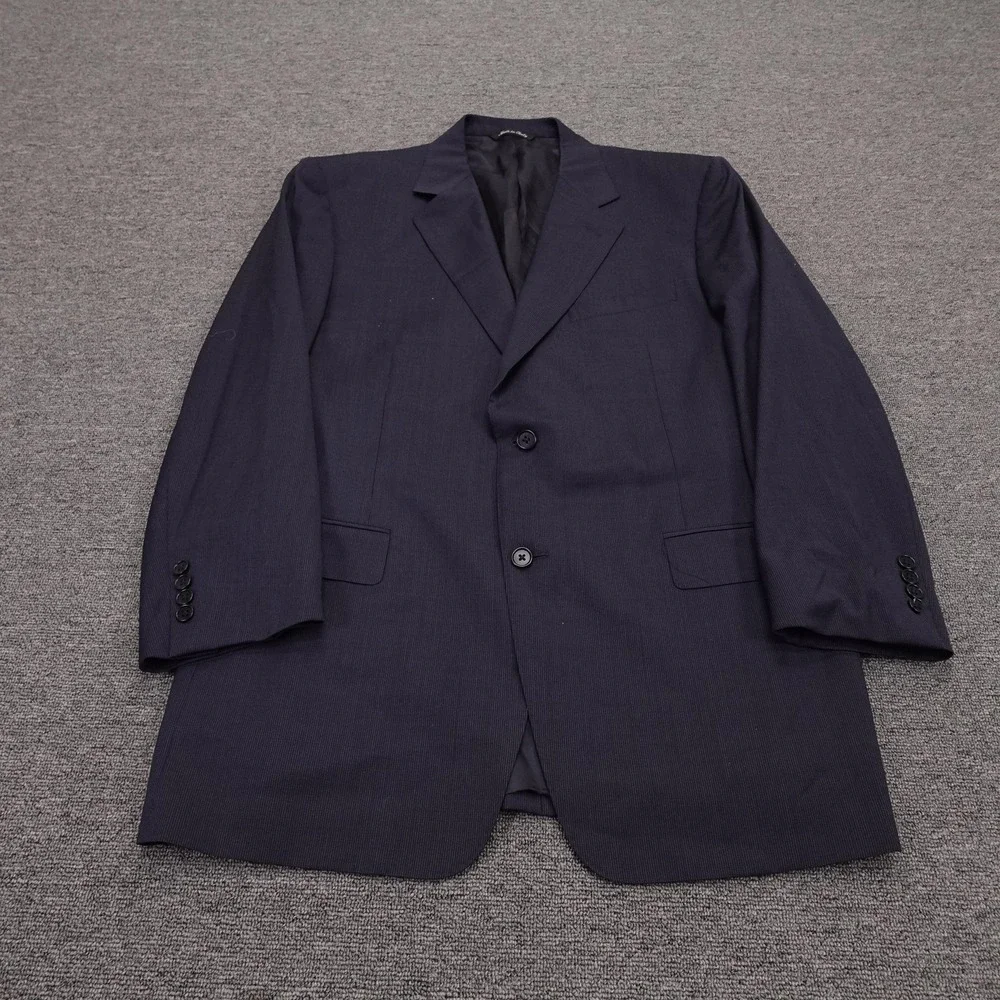 Canali Blazer Mens 44 Blue Stripe Wool Suit Jacket 2 Button Sport Coat Italy